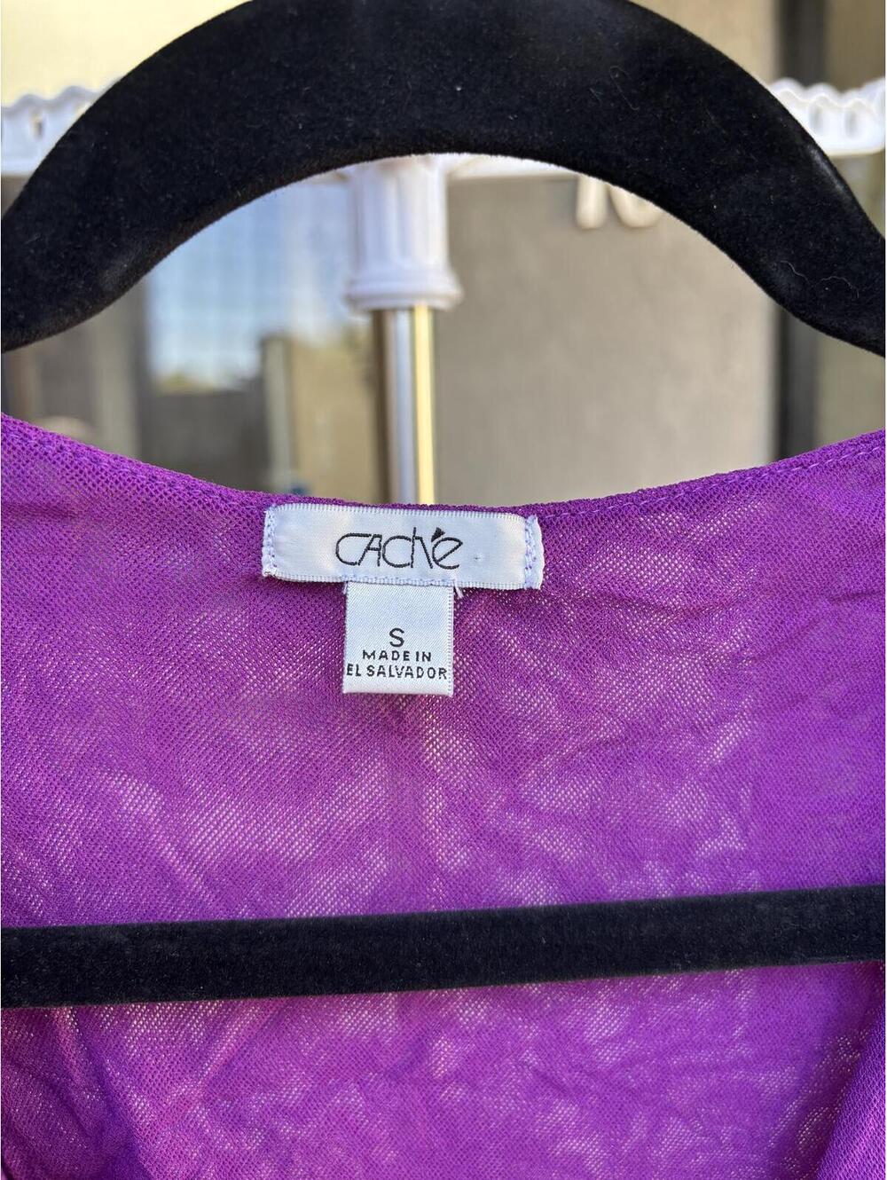 Cache Purple Sleeveless Ruffle Detail Top Size Small - Picture 3 of 4